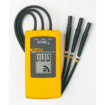 Fluke Drehfeldanzeiger 9040EUR | Phasenfolge Tester | LCD-Anzeige | 40–700V | 15–400Hz | Spannungsprüfer | gelb