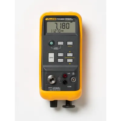 Fluke Druckkalibrator FLUKE-718 300G | 20 bar | digital | integrierte Reinigungspumpe | Strommessung 0–24 mA | gelb