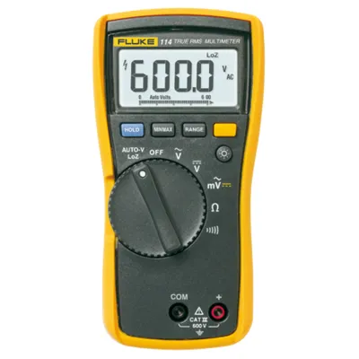 Fluke Multimeter FLUKE-114 EUR | Digital | Echteffektiv (TRMS) | 600V AC/DC | 10A | CAT III | Data Hold | Gelb/Grau