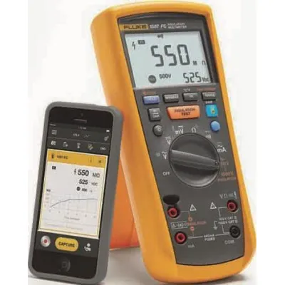 Fluke 1587 FC Isolationsmultimeter | Digitalmultimeter TRMS | 1000V AC/DC | Bluetooth | Temperatur | CAT IV 600V