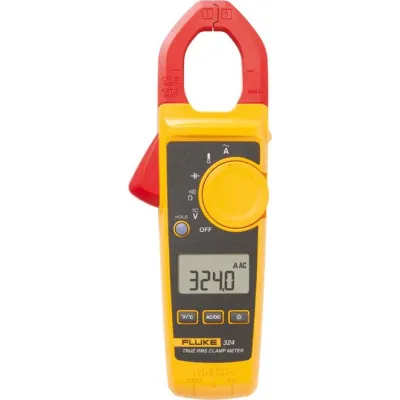 Fluke Strommesszange 324 | 4152637 | Echteffektiv (TRMS) 400A AC | Temperatur- & Kapazitätsmessung | CAT IV | Gelb Rot