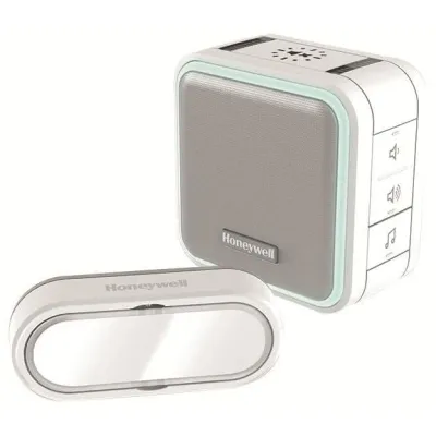 Honeywell Home Funk-Gong-Set DC515SL | kabellos 150m Reichweite | 6 Melodien | 84dB | HALO-Lichtring LED | weiß