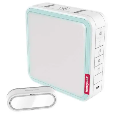 Honeywell Funk-Gong-Set DC917SL | kabellos | 200m Reichweite | MP3 Aufnahme | 90dB | Lichtring | weiß