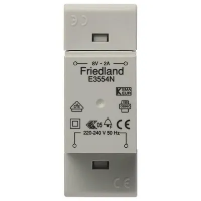 Honeywell Home Klingeltransformator E3554N | 230V auf 8V 2A | REG 2TE | Reiheneinbau | Aufputz | grau