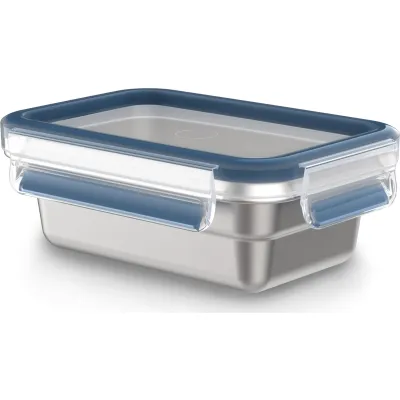 EMSA Frischhaltedose Clip & Close N1150300 | 0,5l eckig | Edelstahl | auslaufsicher | spülmaschinenfest | stapelbar