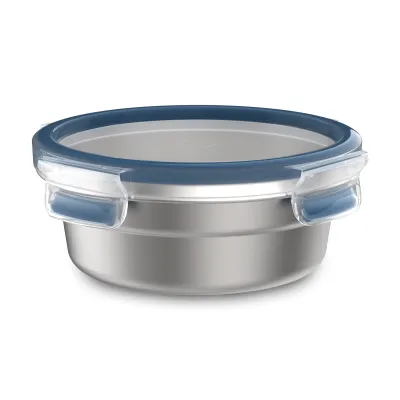 EMSA Frischhaltedose Clip & Close 18164 | Edelstahl rund 0,7L | 100% dicht | spülmaschinenfest | ofenfest bis 250°C