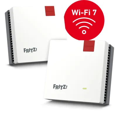 AVM FRITZ!Mesh Set 1700 2er-Pack WLAN Repeater | Wi-Fi 7 | bis 3.600 MBit/s | Mesh | Gigabit-LAN | WPA3 | weiß/grau