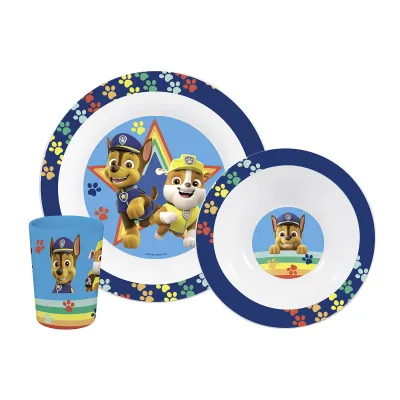 p:os Frühstücksset Paw Patrol | Kindergeschirr 3-teilig | bruchsicher | BPA-frei | 220 ml | mehrfarbig