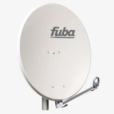 Fuba Satellitenantenne DAL 800G | Offset Antenne | 84x74cm | Aluminium | hoher Empfang | Doppelmastschelle | grau