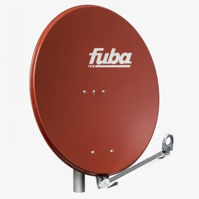 Fuba Satellitenschüssel DAL 800 R | Offset Antenne 80cm | Aluminium | klappbarer LNB-Arm | Ziegelrot