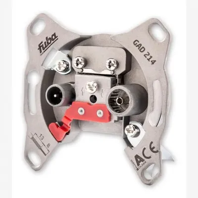 Fuba Antennendose GAD 214 | Universal-Durchgangsdose 2-Loch | 5-2200 MHz | 14 dB | IEC-Stecker/Buchse | Klasse A