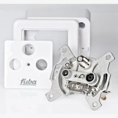 Fuba Antennendose GAD 300 | 22520050 | Sat-Enddose 3-Loch für TV, Radio & Satellit | IEC/F-Anschlüsse | perlweiß