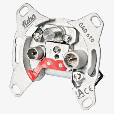 Fuba Unicable Antennendose GAD 610 | 3-Loch Durchgang | programmierbar | 10 dB Dämpfung | SAT-TV-Radio | Metall