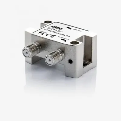 Fuba Sat-Einschleusweiche OSM 100 / 687217 | DVB-T & DVB-S | 0,15-2150 MHz | F-Anschlüsse | Druckgussgehäuse | Schwarz
