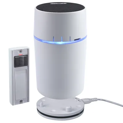 Grothe Funkgong Set CALIMA 800 43580 | kabellos | Bluetooth | microSD | 500m Reichweite | LED Blitzlicht | 86dB | weiß