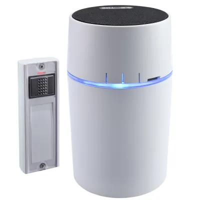 Grothe Funkgong Set CALIMA 600 43570 | kabellose Türklingel | 500 m Reichweite | 13 Melodien | LED-Lichtring | weiß