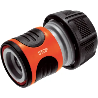 Gardena Wasserstop 19 mm (3/4") 18214-20 | Schlauchverbinder mit Aquastop | Power Grip | ergonomisch | grau/orange