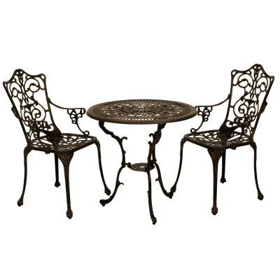 Freital Handels GmbH Gartenset 3-teilig 9921249 | Jugendstil Sitzgruppe Gartenmöbel | Aluminiumguss bronze-antik