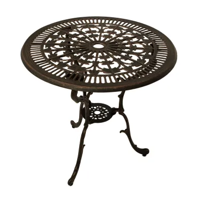 Freital Handels GmbH Gartentisch 9921119 | rund | Jugendstil | Aluguss wetterfest | 70cm | bronze-antik