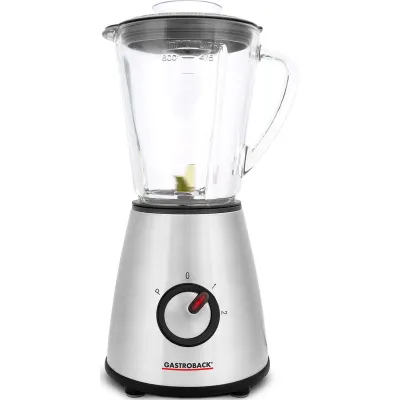 Gastroback Standmixer 40897 | 1L Glas | 500W | Edelstahlmesser | Eis-Crush | Smoothie | Silber Schwarz