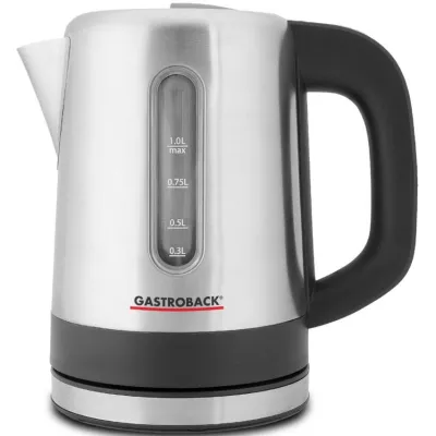 Gastroback Wasserkocher 42435 Design Mini | 1L Edelstahl | 2200W | 10 Temperaturstufen | Warmhaltefunktion | schwarz