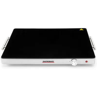 Gastroback Warmhalteplatte 42491 | extra große Heizfläche | 400 Watt | stufenlos regelbar | Edelstahl & Thermoglas