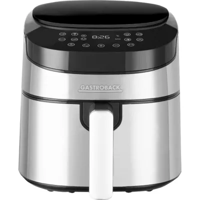 Gastroback Heißluftfritteuse Air Pro 42582 | Air Fryer 3,7L | 8 Programme | Touch-Bedienfeld | 1300W | schwarz-silber