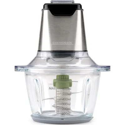 GASTROBACK Zerkleinerer 40961 Mini Chopper Plus | 400W | 1,2L Glasbehälter | 3 Edelstahlmesser | spülmaschinengeeignet