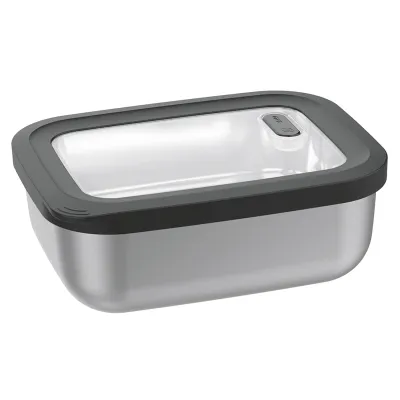 GEFU Frischhaltedose PROVIDO 2,6 l | rechteckig | luftdicht | auslaufsicher | Edelstahl | stapelbar