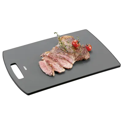 GEFU Schneidebrett Levoro GE13990 | Groß 38x26 cm | Kunststoff | klingenschonend & antimikrobiell | rutschfest | schwarz