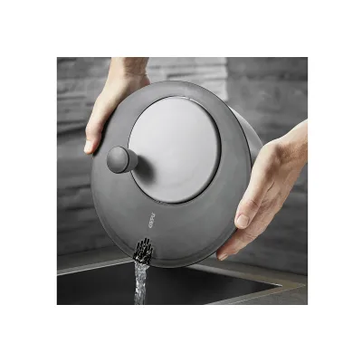 GEFU Salatschleuder Rotare | Edelstahl & Kunststoff | 3 L | Ø 25 cm | Kurbelantrieb | Ausgießer im Deckel