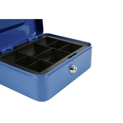 Geldkassette Stahl 116678 | abschließbar mit Schloss & 2 Schlüsseln | 19,5x16,5x9 cm | Münzeinsatz | tragbar | bunt