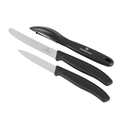 Victorinox Gemüsemesser-Set Swiss Classic 3-teilig | Schäler, Tomatenmesser, Gemüsemesser | Edelstahl | schwarzer Griff