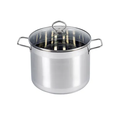 KRÜGER Gemüsetopf Manhattan 24 cm | 7,5 L Edelstahl Kochtopf | Glasdeckel | Induktion | silber