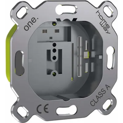 Homeway Basisdose UP HW-ONED1RC | Modularer Mehrdiensteanschluss | 2 Modulslots | Schraubbefestigung | silbergrau/grün