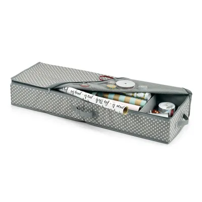 ZELLER PRESENT Geschenkpapier Organizer 14665 | Aufbewahrungsbox für 20 Rollen | 90x12x30 cm | Polyester grau | 2 Fächer