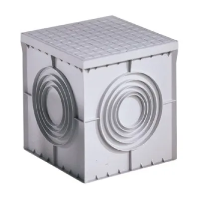 GEWISS Erdeinbaukasten DX59701 | Zugkasten 300x300x300 mm | quadratisch | Kunststoff | für Kabelschutzrohre | grau