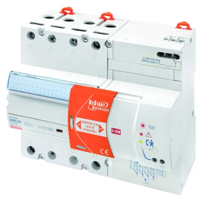 Gewiss FI-Schutzschalter GW90943 | RCCB Autotest 4-polig Typ A | 63A 30mA | 400V | DIN-Schiene | 7TE | IP20