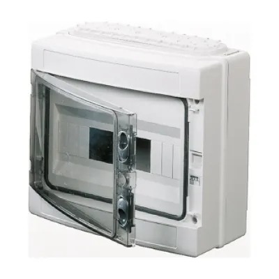 GEWISS Kleinverteiler Aufputz GW40123 | IP65 | 1-reihig 12TE | Tür transparent | Kunststoff grau RAL7035 | 298x260x140mm