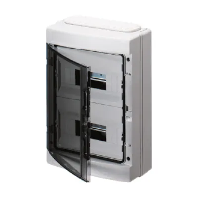 GEWISS Kleinverteiler Aufputz GW40124 | 2 Reihen 12TE | IP65 | transparenter Tür | Kunststoff grau 298x420x140mm