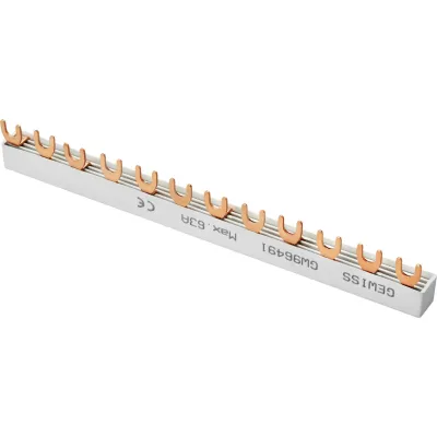 Gewiss Gabelkammschiene GW96491 | 4-polig | 3+N | für 6 FI/LS Schalter | 63A | 12TE | 400V | isoliert | grau