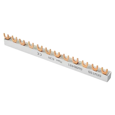 Gewiss Gabelkammschiene GW96491 | 4-polig | 3+N | für 6 FI/LS Schalter | 63A | 12TE | 400V | isoliert | grau