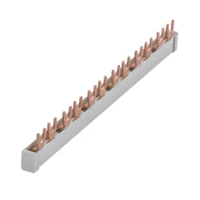 Gewiss Kammschiene GW96993 | Gabel 2-polig | 63A | 12TE | 216mm | zuschneidbar | grau | Phasenschiene