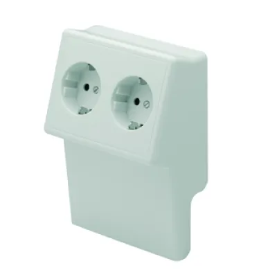 Gewiss Doppelgerätesockel NP42838 | Steckdose mit Kinderschutz | 2x Schutzkontakt | 20x50mm | RAL9010 Weiß