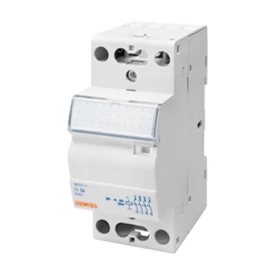 GEWISS Installationsschütz GWD6717 | 25A | 230V AC/DC | 4 Öffner | 2 TE | DIN-Schienenmontage | brummfrei | IP20