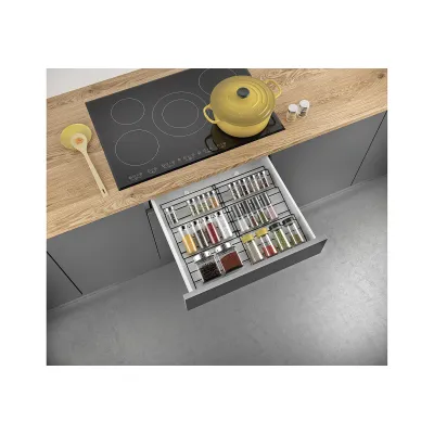Metaltex Gewürzregal X-Pand Lava 361375000 | Ausziehbar 26-51 cm | 4-stufig | Schubladeneinsatz | matt-schwarz