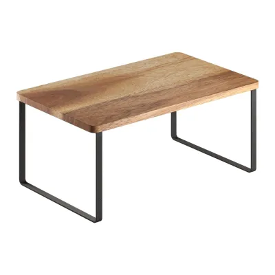 Metaltex Gewürzregal York Lava 350808000 | 1-etagig | Akazienholz & Metall | 32x19x16cm | schwarz/natur | Made in Italy