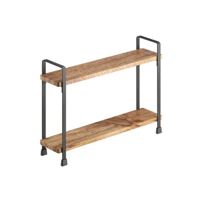 Metaltex Gewürzregal York Lava 350802000 | 2 Etagen | Akazienholz & Metall | 34x8x23 cm | schwarz/natur