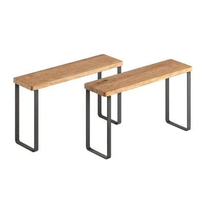Metaltex Gewürzregal York Lava 350811000 | 2er-Set | 1 Etage | Akazienholz & Metall | 27x8x16 cm | schwarz/natur