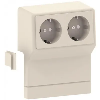 GGK Geräteträger für Sockelleistenkanal 1935 | 2-fach Schuko Steckdose | vorverdrahtet | 70x20mm | weiß